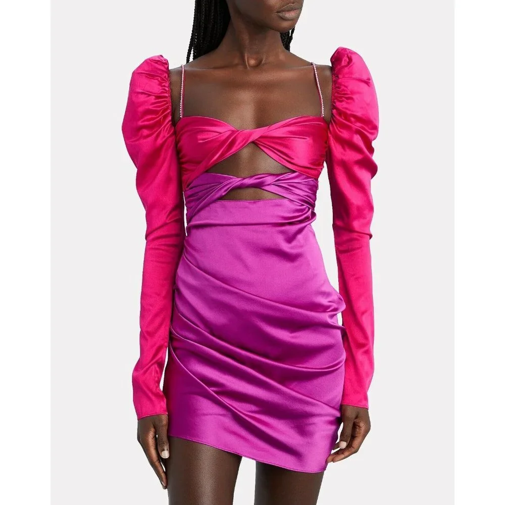 The Bar Silk Twist Dress Pink Purple